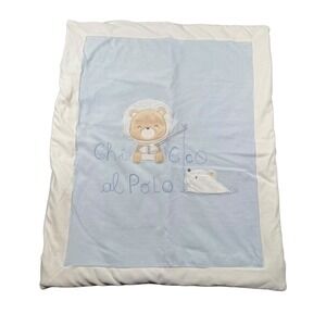 Chicco Baby Play Mat Cover Blue Bear Mouse Snap Closure Soft Padded Infant WP834